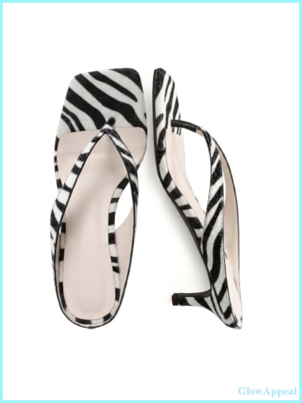 Kitten Heeled Sandals Slip On Square Clip Toe Flip Flops
